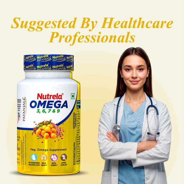 Patanjali Nutrela Omega 3 6 7 & 9 - 60 Capsules (Pack of 1)