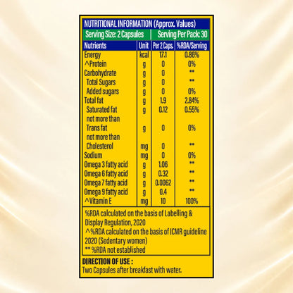 Patanjali Nutrela Omega 3 6 7 & 9 - 60 Capsules (Pack of 1)
