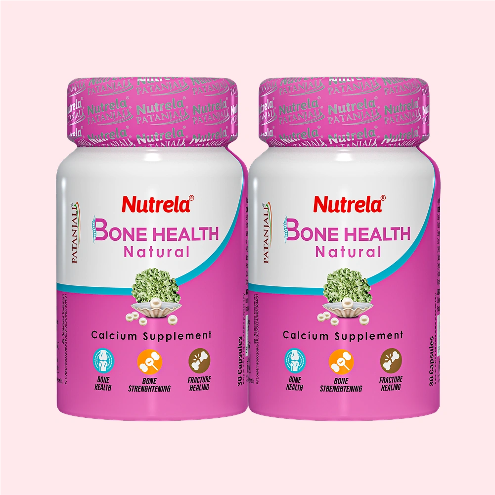 Patanjali Nutrela Bone Health - Natural 30 X 2 Capsules Calcium Supplement (Pack of 2)