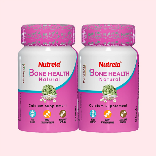 Patanjali Nutrela Bone Health - Natural 30 X 2 Capsules Calcium Supplement (Pack of 2)
