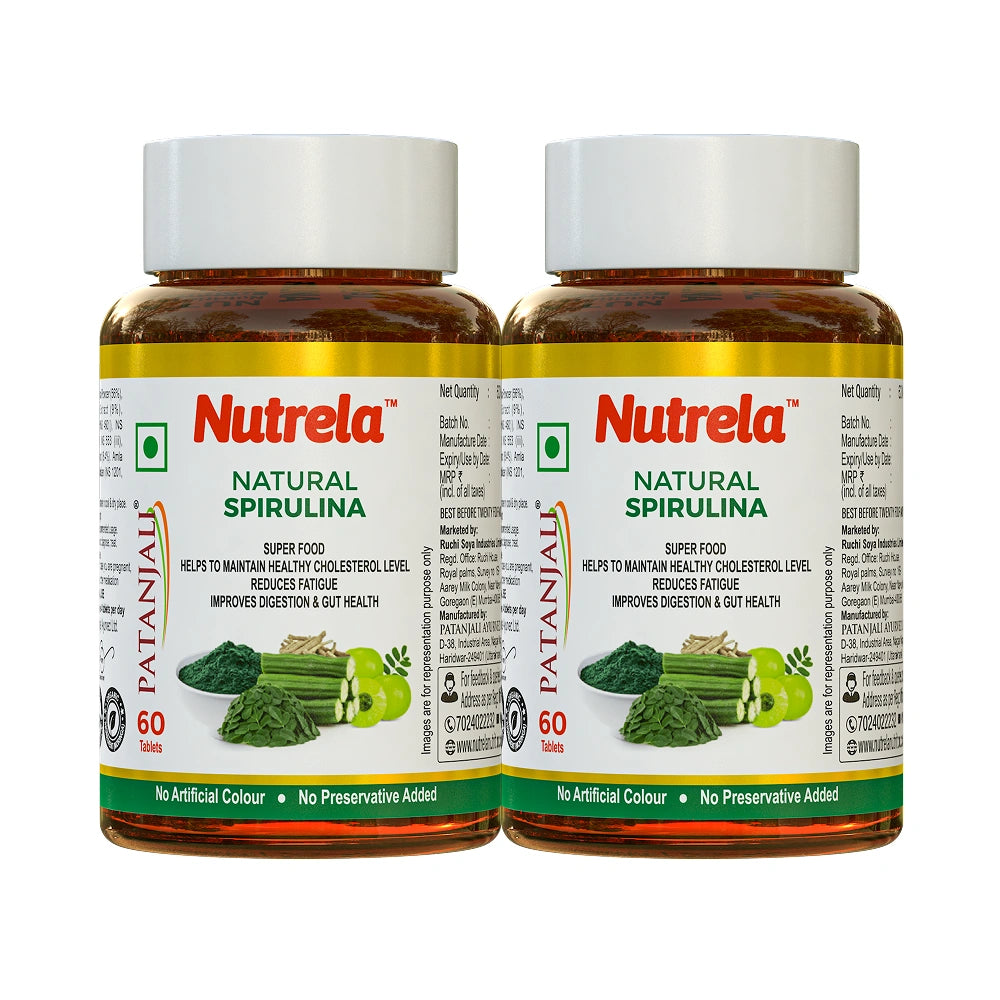 Patanjali Nutrela Natural Spirulina 60 X 2 Tablets (Pack of 2)