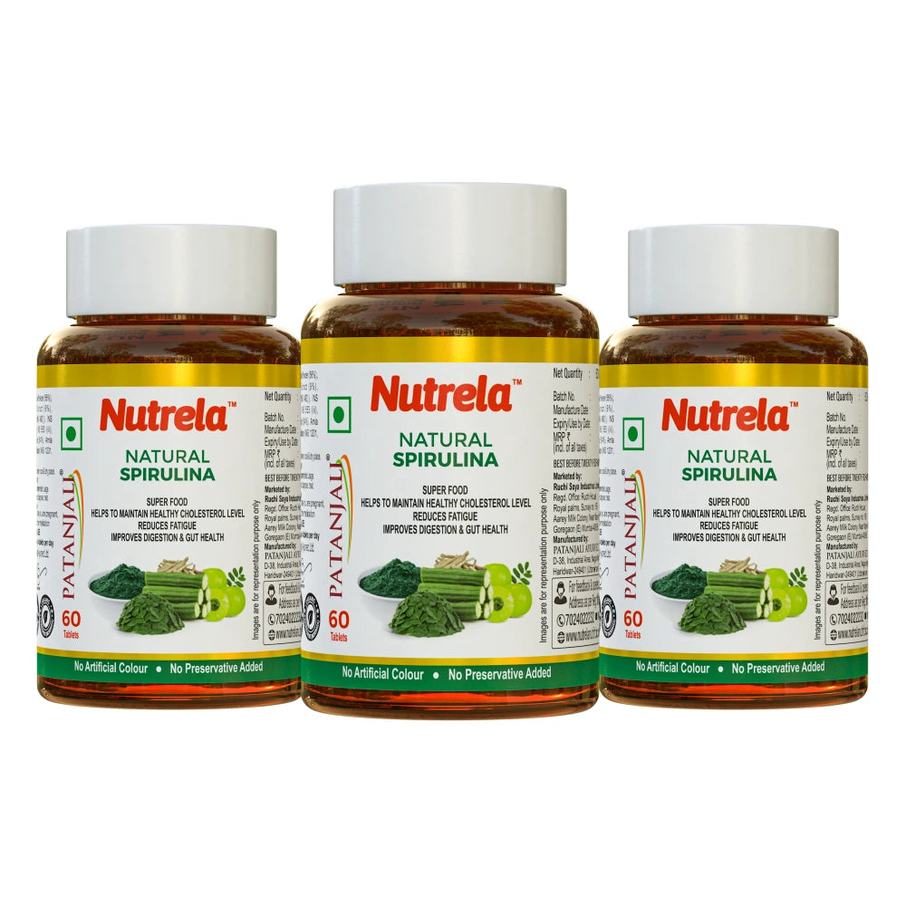 Patanjali Nutrela Natural Spirulina 60 X 3 Tablets (Pack of 3)