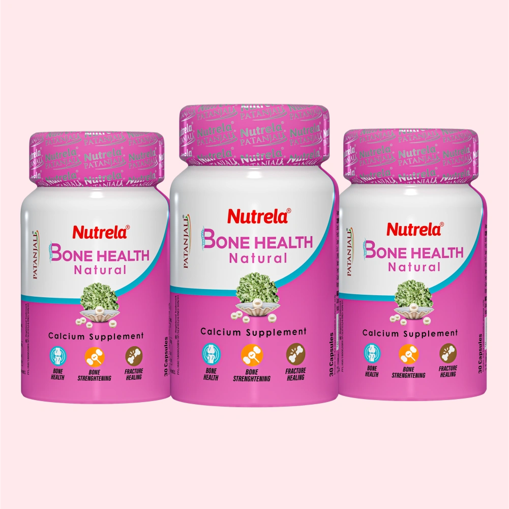 Patanjali Nutrela Bone Health - Natural 30 X 3 Capsules Calcium Supplement (Pack of 3)