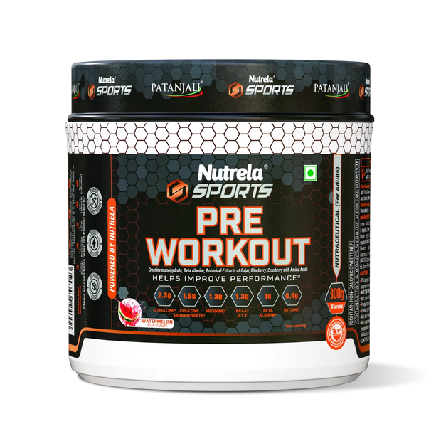 Patanjali Nutrela Sports Pre - Workout (300g) - Watermelon Flavour