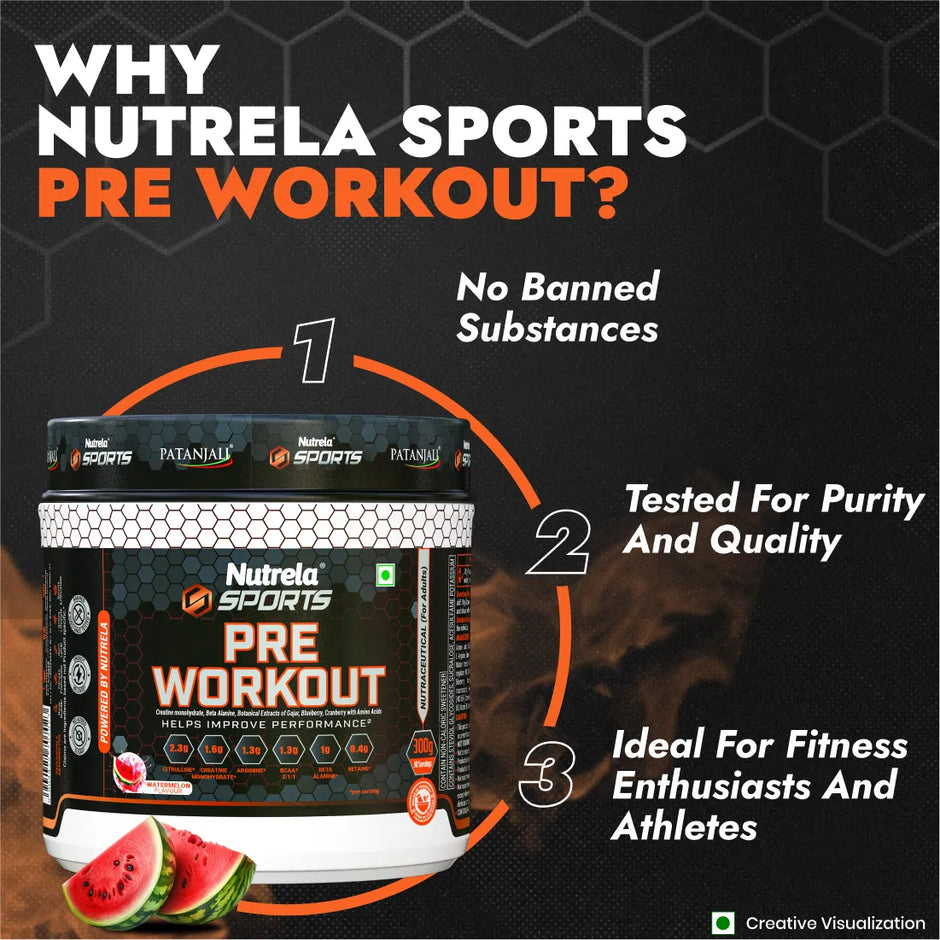 Patanjali Nutrela Sports Pre - Workout (300g) - Watermelon Flavour
