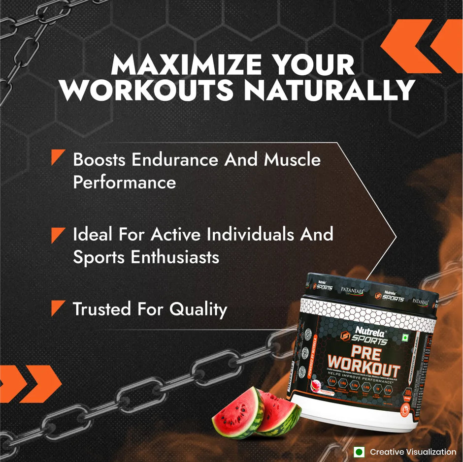Patanjali Nutrela Sports Pre - Workout (300g) - Watermelon Flavour