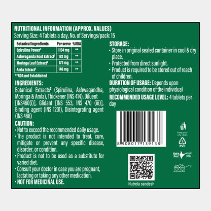 Patanjali Nutrela Natural Spirulina 60 Tablets (Pack of 1)