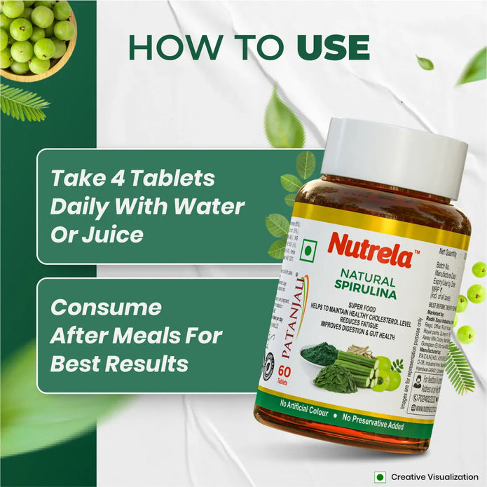 Patanjali Nutrela Natural Spirulina 60 X 2 Tablets (Pack of 2)