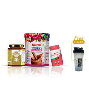Patanjali Nutrela Collagenprash + Women’s SuperFood + Iron Complex | Skin Repair & Complete Nutrition Combo + Free Shaker
