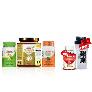 Patanjali Nutrela Collagenprash + B₁₂ + B Complex | Daily Skincare & Energy Combo+ Free Shaker