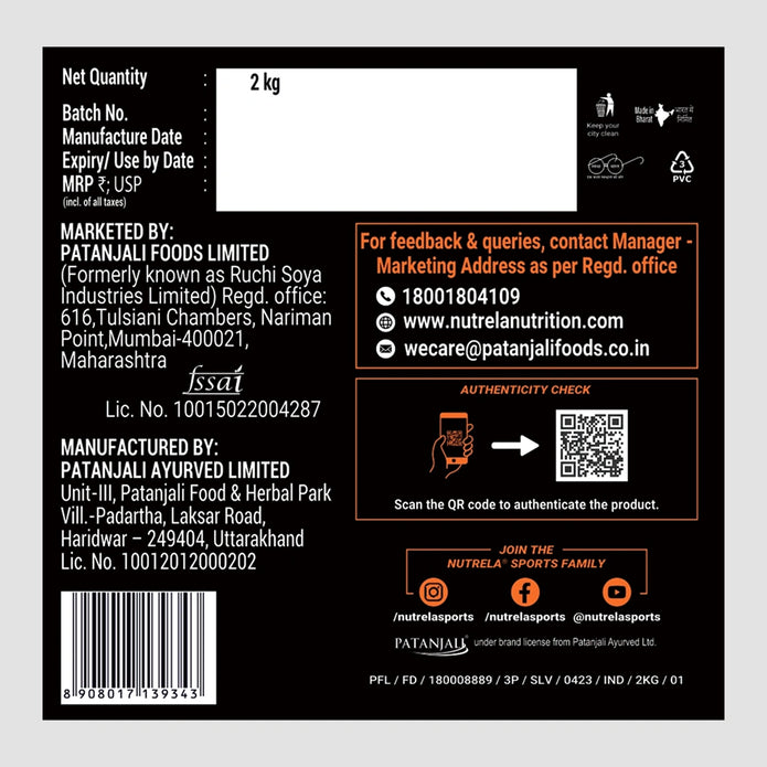 Patanjali Nutrela Sports  100% Whey Performance (Malai Kulfi) 2KG