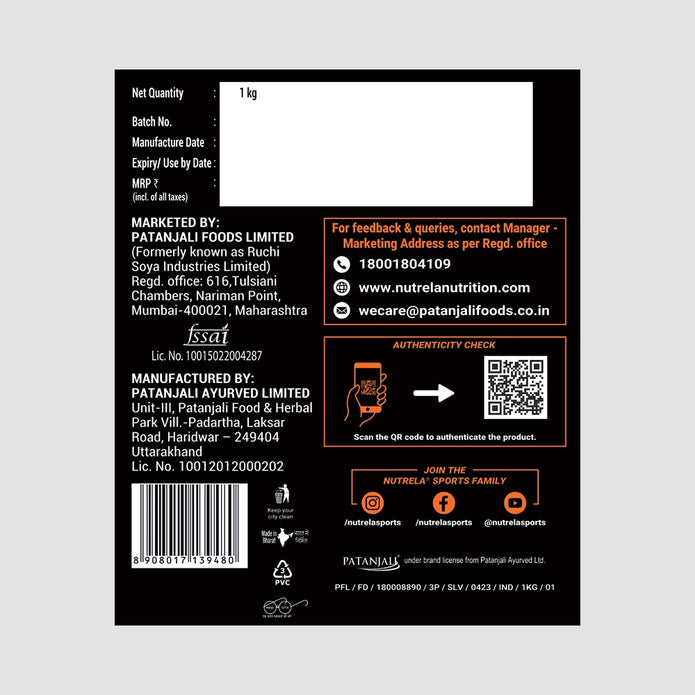 Patanjali Nutrela Sports  100% Whey Performance (French Vanilla) 1KG