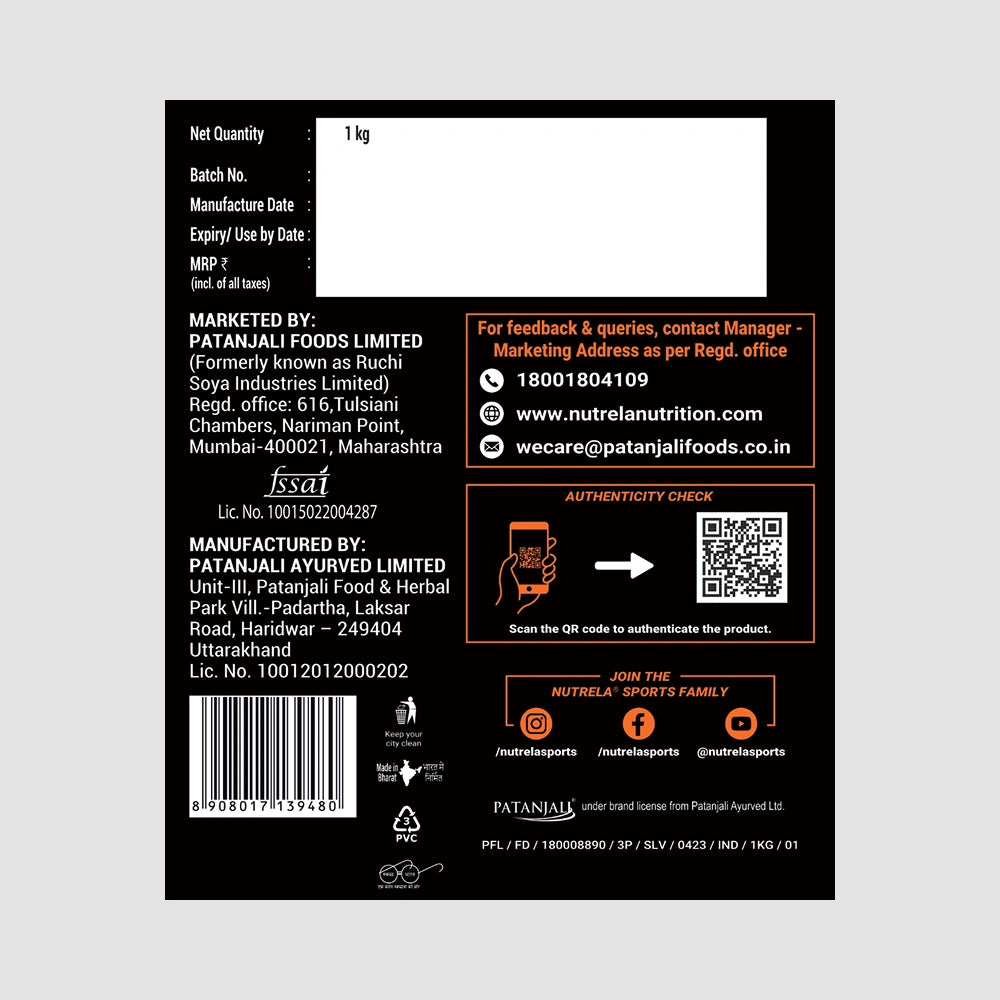 Patanjali Nutrela Sports  100% Whey Performance (French Vanilla) 1KG