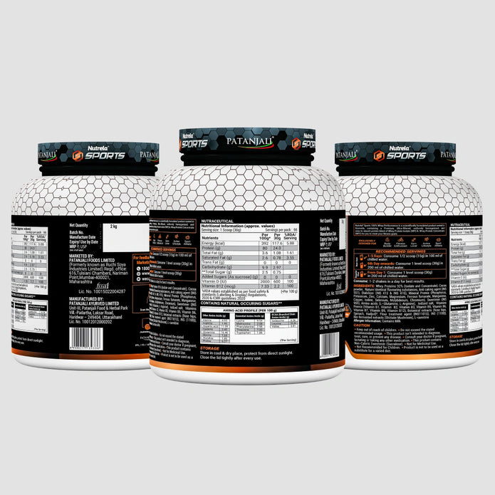 Patanjali Nutrela Sports 100% Whey Performance (Chocolate Irish) 2KG+ FREE Shaker