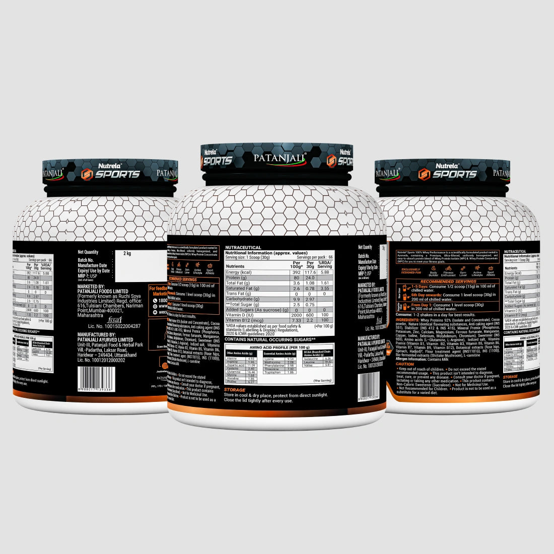 Patanjali Nutrela Sports 100% Whey Performance (Chocolate Irish) 2KG+ FREE Shaker