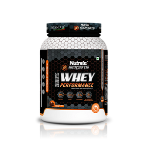 Patanjali Nutrela Sports 100% Whey Performance 1KG – Chocolate Irish Flavour | 24g Protein per Scoop | Premium Swadeshi Nutrition