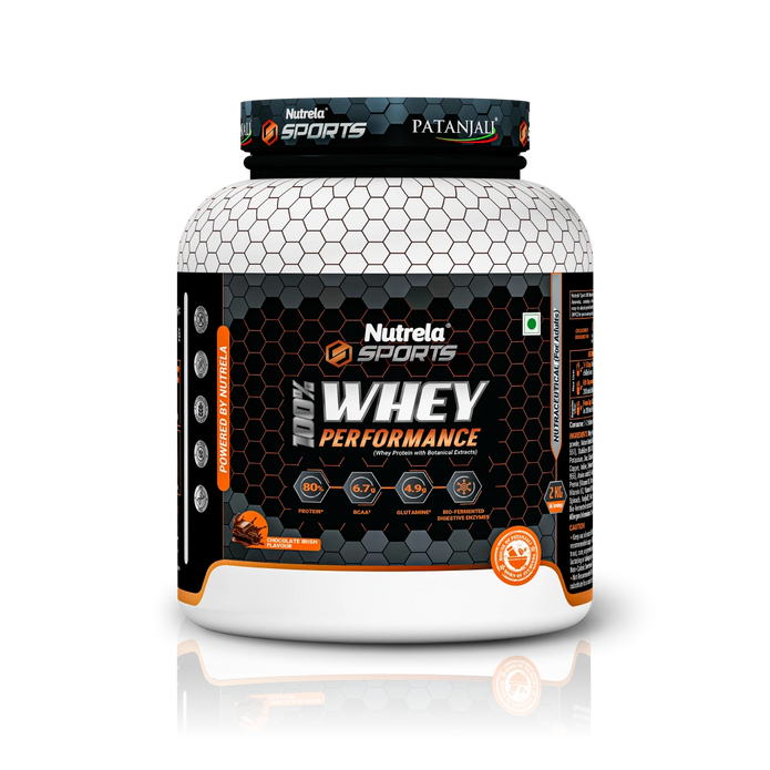 Patanjali Nutrela Sports 100% Whey Performance (Chocolate Irish) 2KG+ FREE Shaker