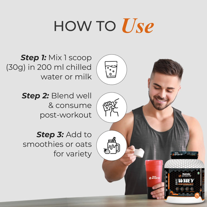 Patanjali Nutrela Sports 100% Whey Performance (Chocolate Irish) 2KG+ FREE Shaker