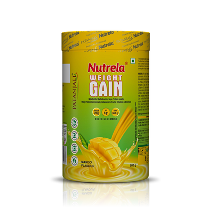 Patanjali Nutrela Mango Weight Gainer 500g | Fresh Fruity High-Calorie Healthy Gainer | Authentic Swadeshi Nutrition