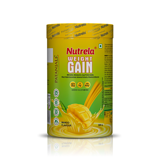 Patanjali Nutrela Mango Weight Gainer 500g | Fresh Fruity High-Calorie Healthy Gainer | Authentic Swadeshi Nutrition