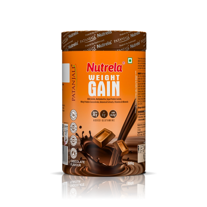 Patanjali Nutrela Chocolate Weight Gainer 500g | High-Calorie Mass Builder | Trusted Swadeshi Nutrition