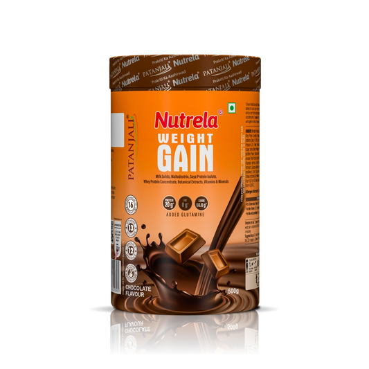 Patanjali Nutrela Chocolate Weight Gainer 500g | High-Calorie Mass Builder | Trusted Swadeshi Nutrition