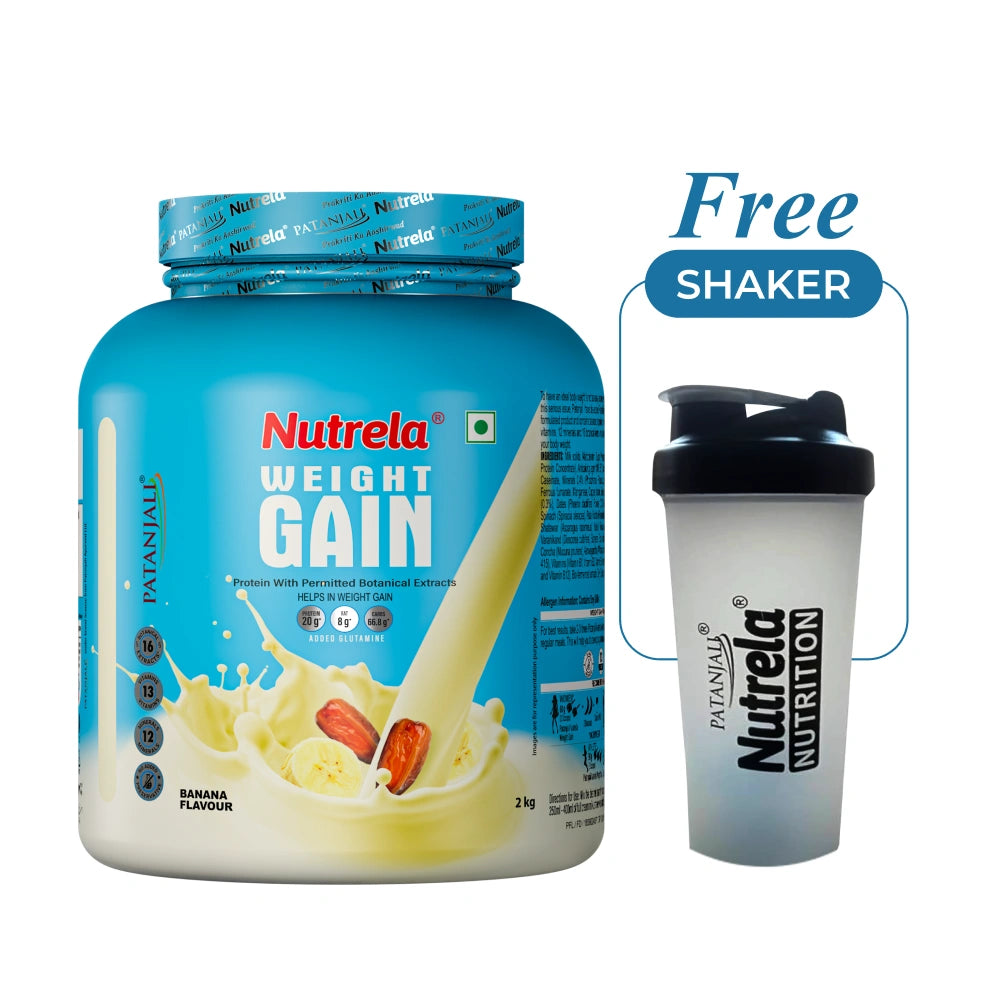 Patanjali Nutrela Weight Gainer 2 kg Banana | High Calorie Weight Gainer | Swadeshi Strength + Free Shaker