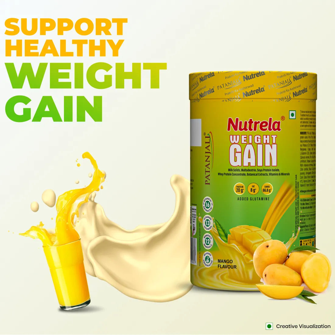 Patanjali Nutrela Weight Gain - Mango Flavour - 500g
