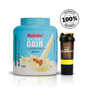 Patanjali Nutrela Weight Gainer 2 kg Banana | High Calorie Weight Gainer | Swadeshi Strength + FREE SHAKER