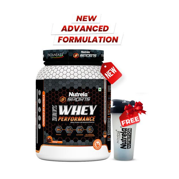 Patanjali Nutrela Sports 100% Whey Performance 1KG – Chocolate Irish Flavour | 24g Protein per Scoop | Premium Swadeshi Nutrition