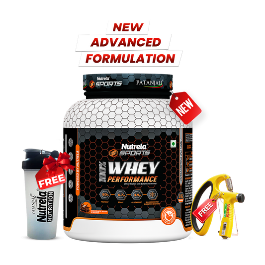 Patanjali Nutrela Sports Whey Performance 2KG – Kulfi Flavour | 24g Muscle-Support Protein per Scoop | Premium Swadeshi Flavored Nutrition + Free Shaker
