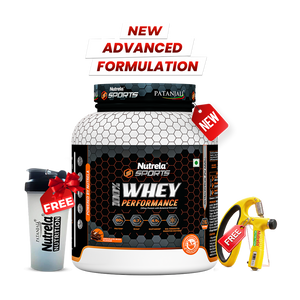 Patanjali Nutrela Sports Whey Performance 2KG – Chocolate Flavour | 24g Protein per Scoop | Swadeshi Daily Performance Protein + Free Shaker