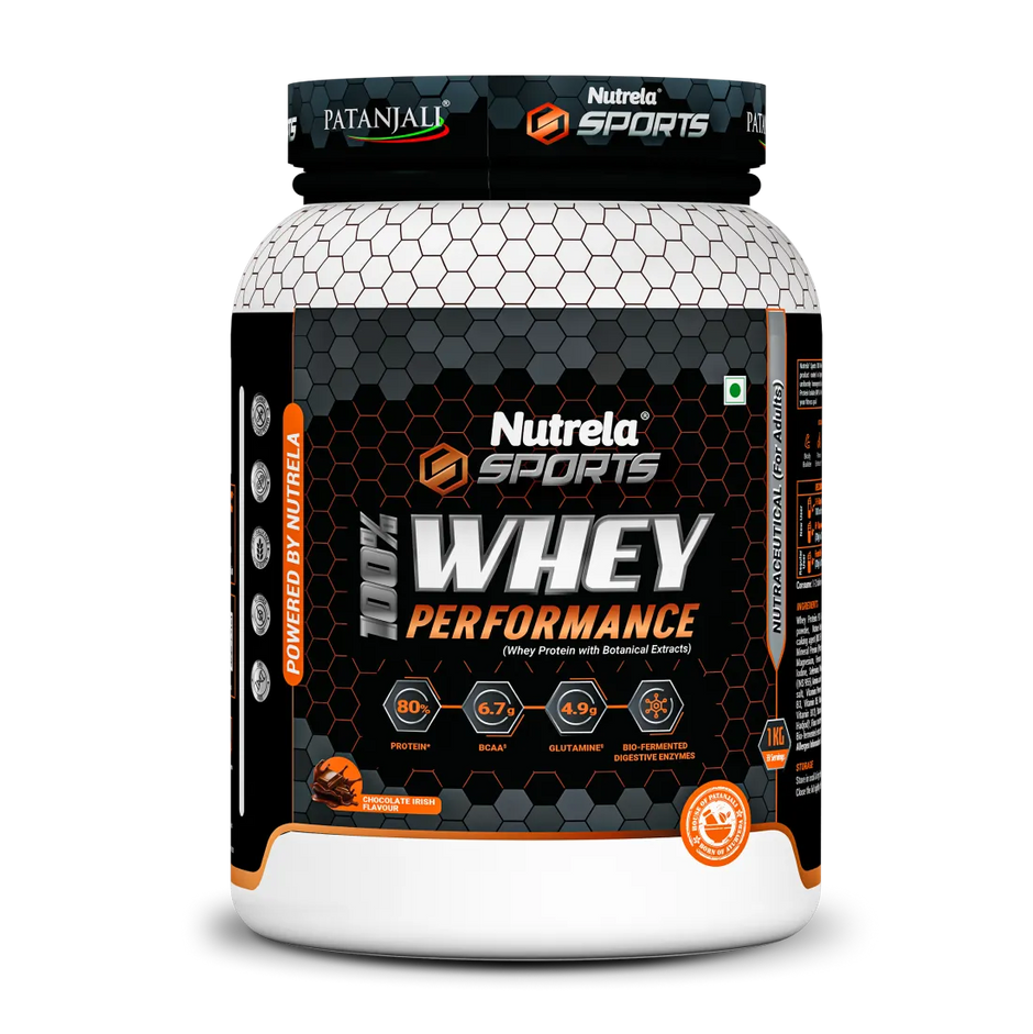 Patanjali Nutrela Sports 100% Whey Performance Chocolate Irish-1KG