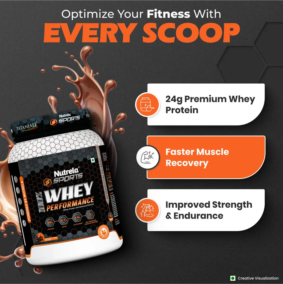 Patanjali Nutrela Sports 100% Whey Performance Chocolate Irish-1KG