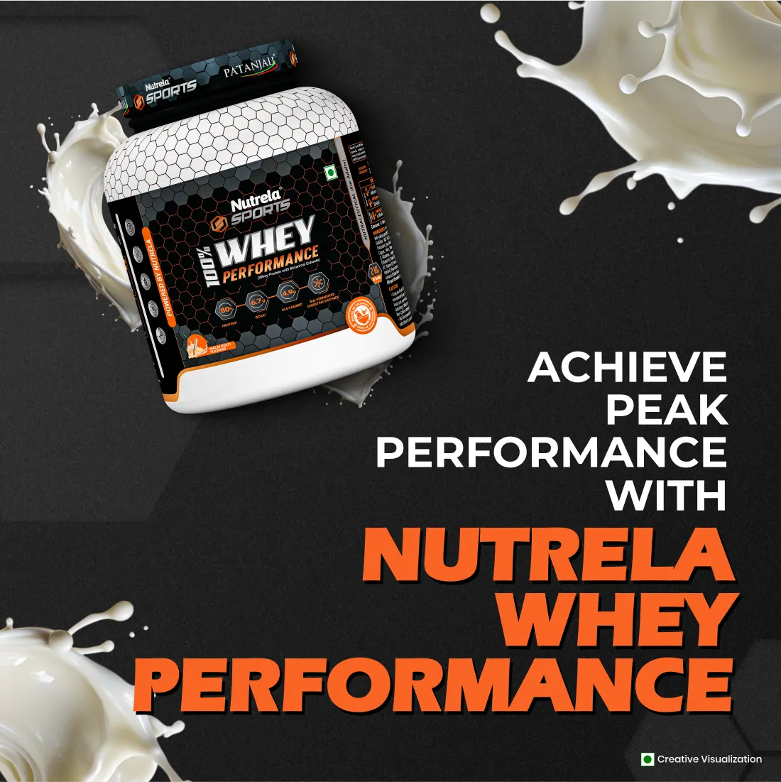 Patanjali Nutrela Sports  100% Whey Performance Malai Kulfi-2KG
