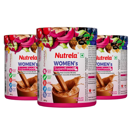 Patanjali Nutrela Women’s Superfood | Multi-Ingredient Superfood Protein Blend for Women | 400g x 3