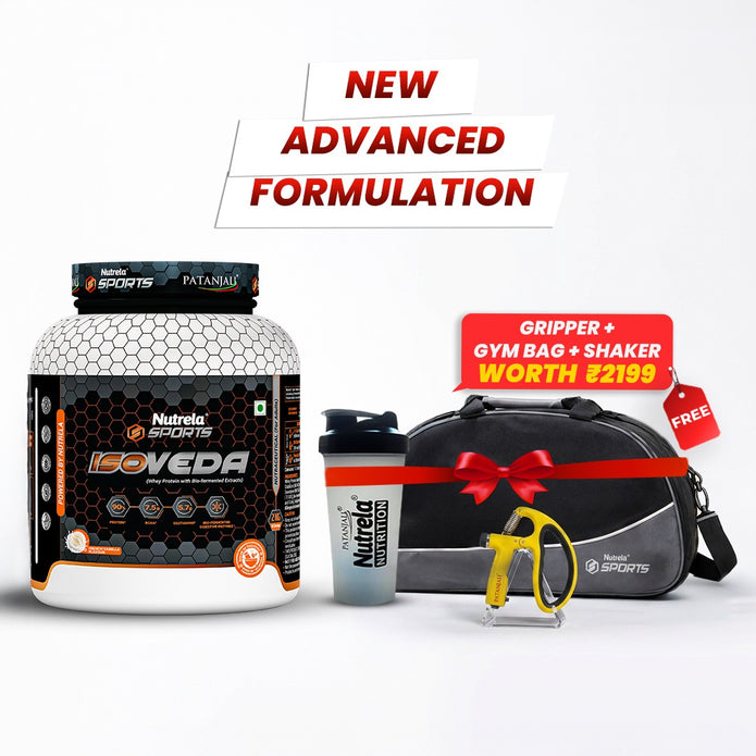 Patanjali Nutrela Sports Isoveda Best Isolate 2KG – Chocolate | 27G High-Purity Protein | Swadeshi Muscle Repair Formula + Free Shaker