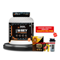 Patanjali Nutrela Sports 100% Whey Protein Chocolate 2KG + FREE Swarna Bhasma Shilajit + (Hand Gripper + Shaker)