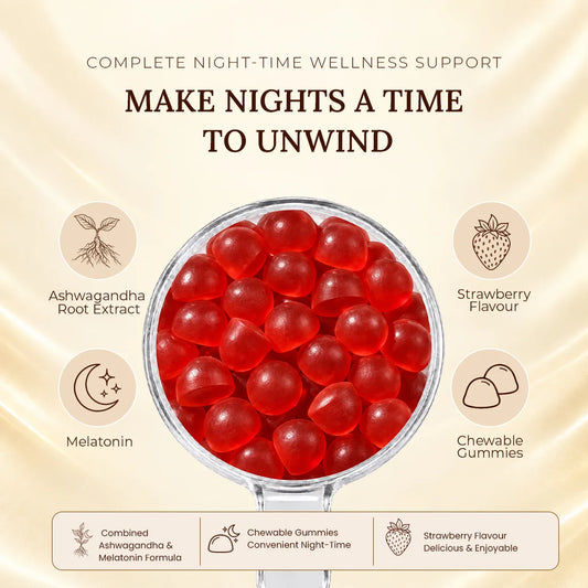 Patanjali Nutrela Ashwagandha & Melatonin Gummies | Sleep Support Supplement | 1 Month Supply | Made in Bharat | 30 Gummies