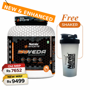 Patanjali Nutrela Sports Isoveda Best Isolate 2KG – Chocolate | 27G High-Purity Protein | Swadeshi Muscle Repair Formula + Free Shaker
