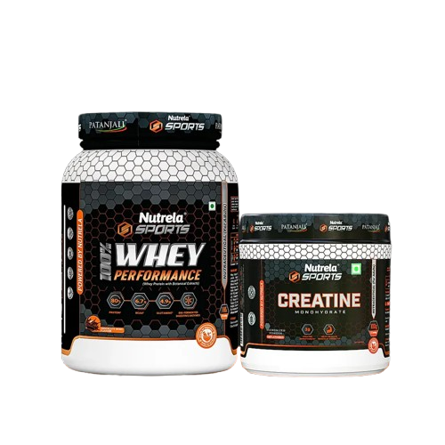 Patanjali Nutrela Sports 100% Whey Chocolate Irish (1KG) + Creatine Monohydrate (100g) + Free Shaker