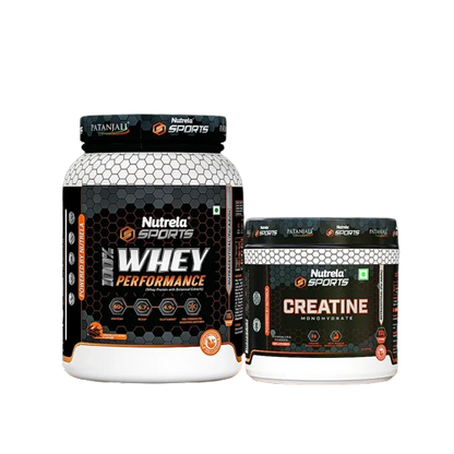 Patanjali Nutrela Sports 100% Whey Chocolate Irish (1KG) + Creatine Monohydrate (100g) + Free Shaker