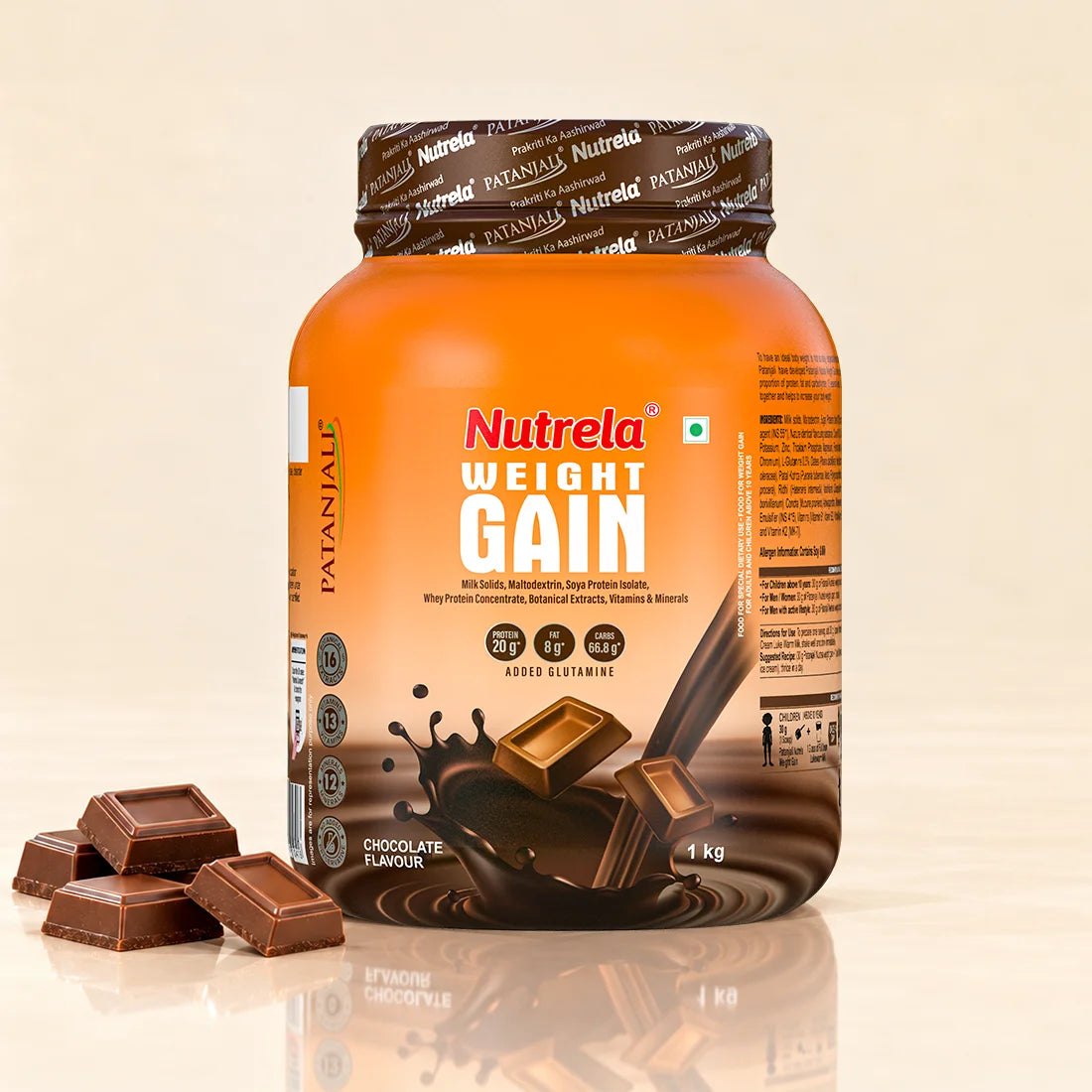 Patanjali Nutrela Chocolate Weight Gainer 1 kg | High-Calorie Ayurvedic Mass Builder