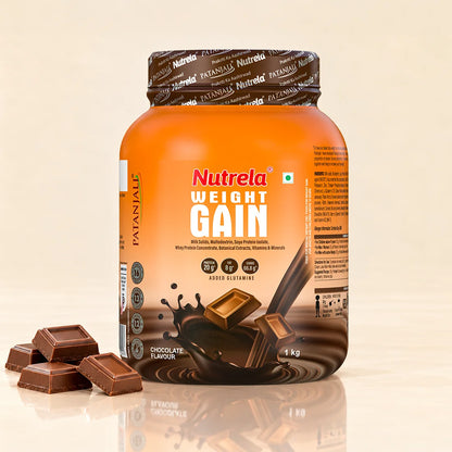 Patanjali Nutrela Chocolate Weight Gainer 1 kg | High-Calorie Ayurvedic Mass Builder