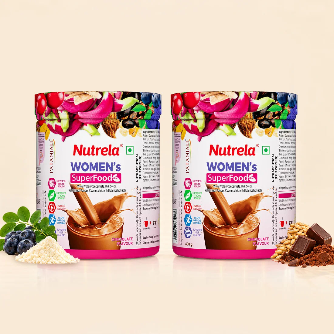 Patanjali Nutrela Women’s Superfood | Superfood Health Drink with Protein & Plant Ingredients |  400g x 2